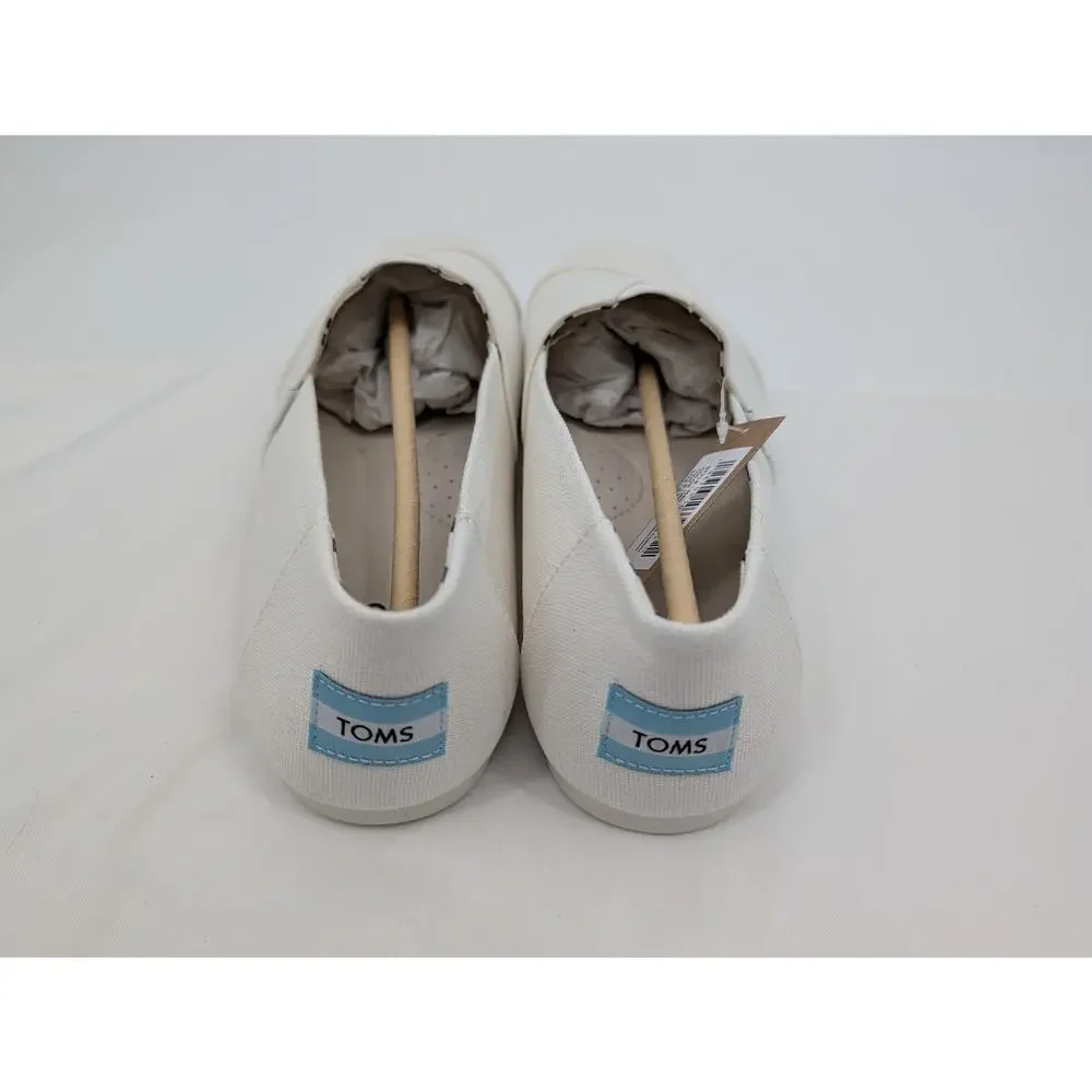 NWT Toms Men Alpargata White Recycled Cotton Canvas 11.5 Comfort Preppy Boat
